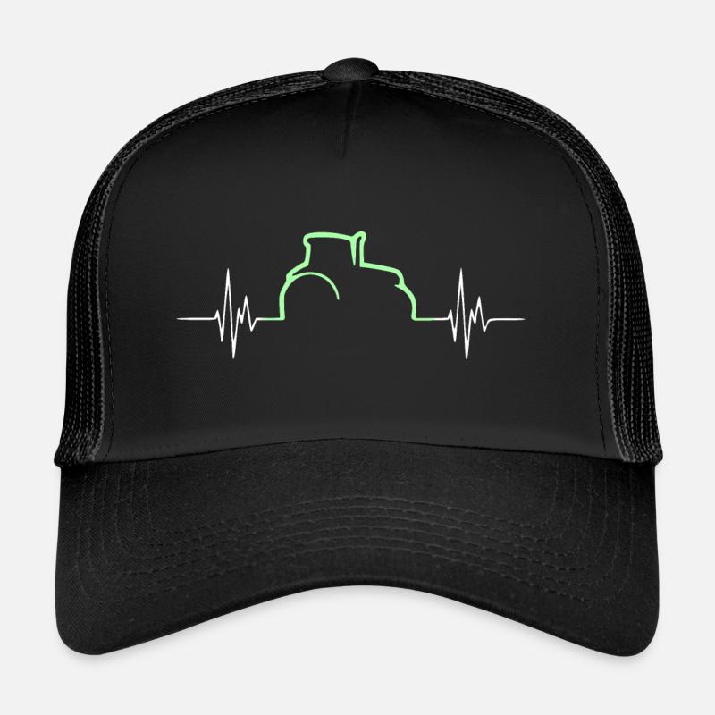 Heartbeat - Traktor - Landwirtschaft - Bauer - Trucker Cap - Schwarz/Schwarz