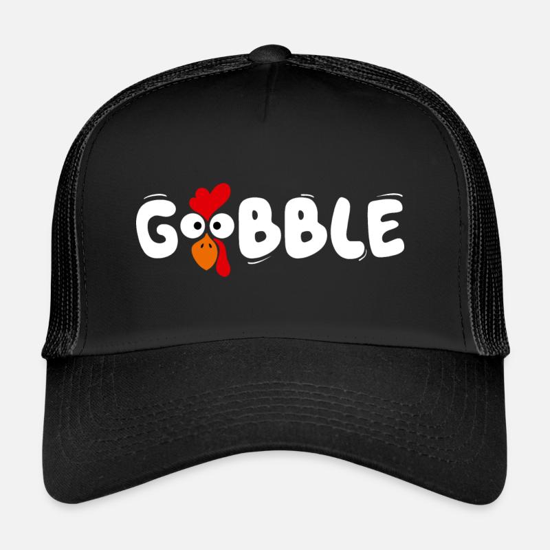 Thanksgiving Gift Gobble Graphic - Trucker Cap - black/black