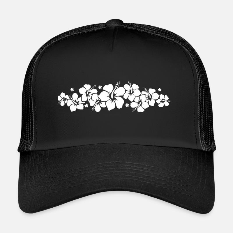 Fleur d’hibiscus - HAWAII - Casquette trucker  - noir/noir