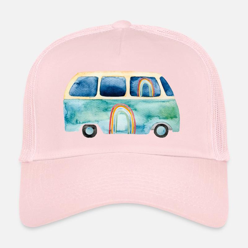 Rainbow Retro Vintage Van Bus Casquette trucker 