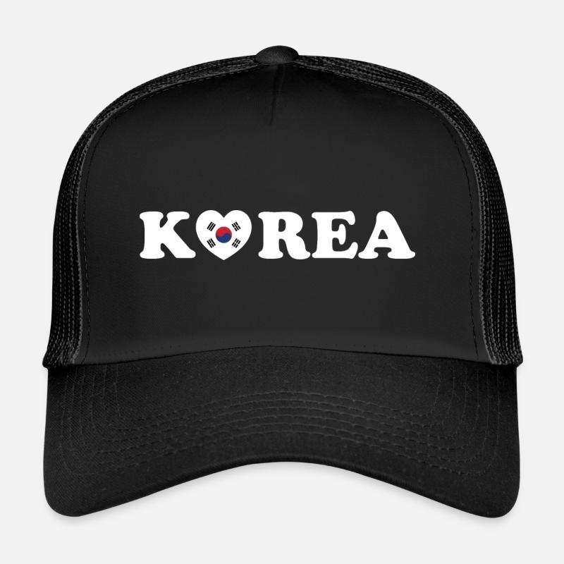 Drapeau du cœur d’amour de la Corée - Casquette trucker  - noir/noir