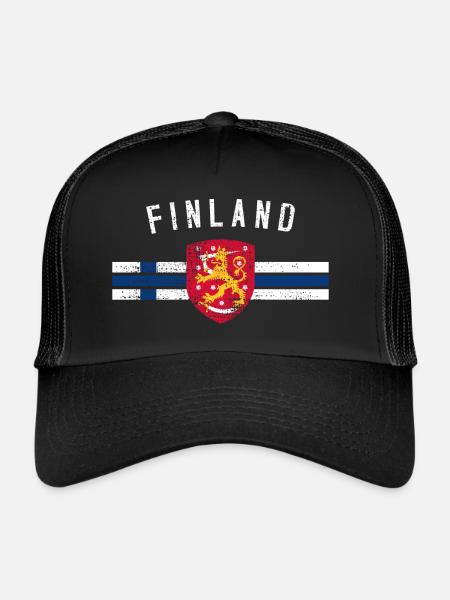 Maillot vintage finlande - Casquette trucker  - noir/noir - Devant