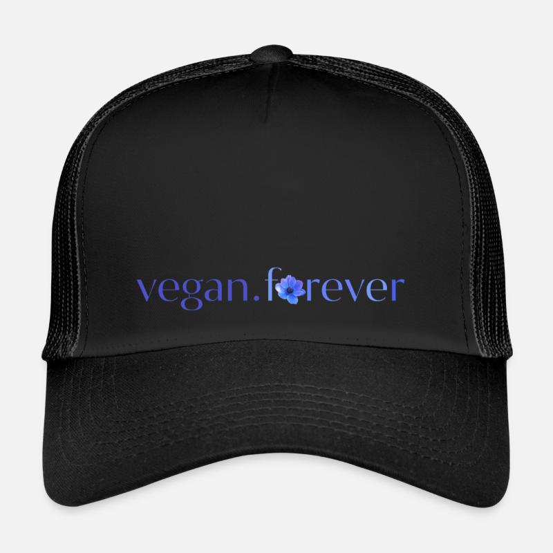 Vegane ewige blaue Blume - Trucker Cap - Schwarz/Schwarz
