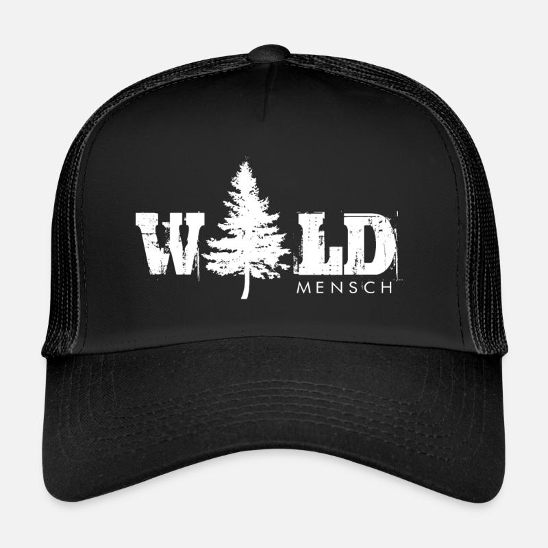 WALD Mensch - Geschenk - Camping - Wandern - Trucker Cap - Schwarz/Schwarz