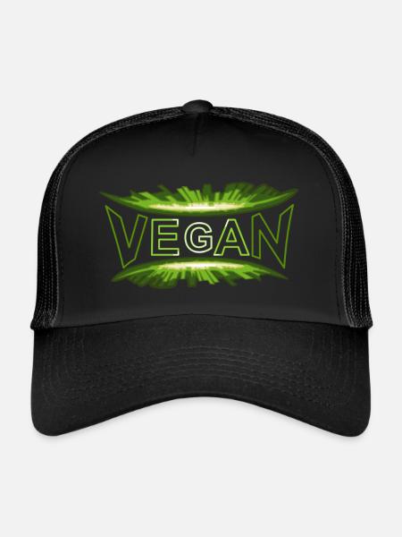 VEGAN-dynamic-style-green - Trucker Cap - Schwarz/Schwarz