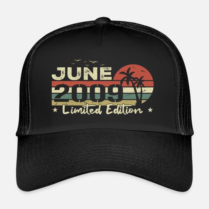 15. Juni Jubiläum Vintage Born 2009 Vibe - Trucker Cap - Schwarz/Schwarz