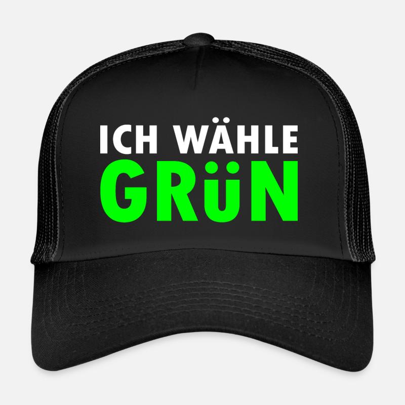 Ich wähle grün - Trucker Cap - Schwarz/Schwarz