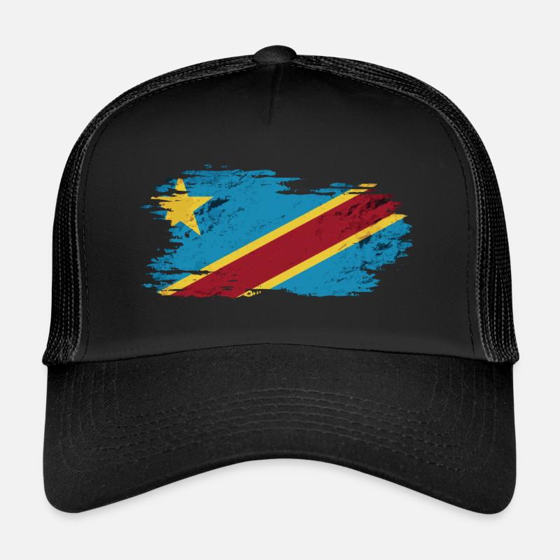 Congo - National Flag, Brush Effect Trucker Cap