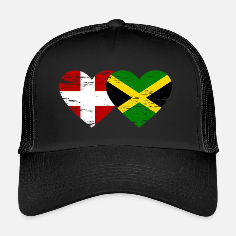 Denmark Jamaica flag heart used Trucker Cap