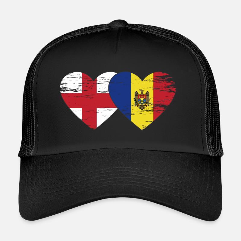 England Moldova flag heart used Trucker Cap