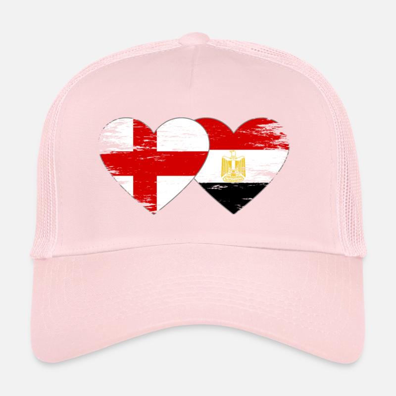 Angleterre Egypte Drapeau Mains Coeur Forme Utilisé Casquette trucker 