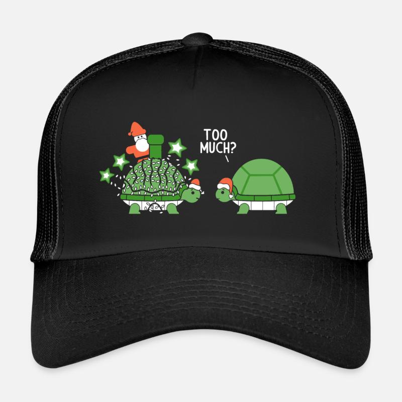 Turtle Christmas Funny Graphic - Trucker Cap - black/black