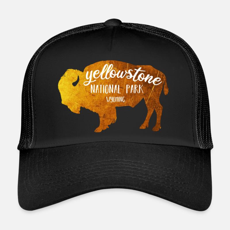 Yellowstone Bison Goldfarbe - Trucker Cap - Schwarz/Schwarz