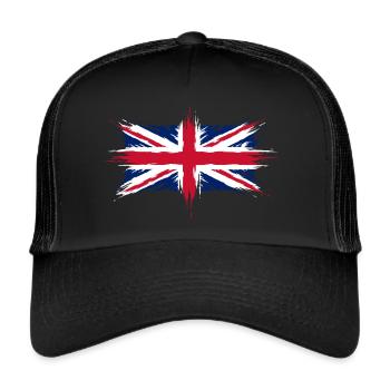 Union Jack British Flag Brush Style - Trucker Cap - black/black - Front