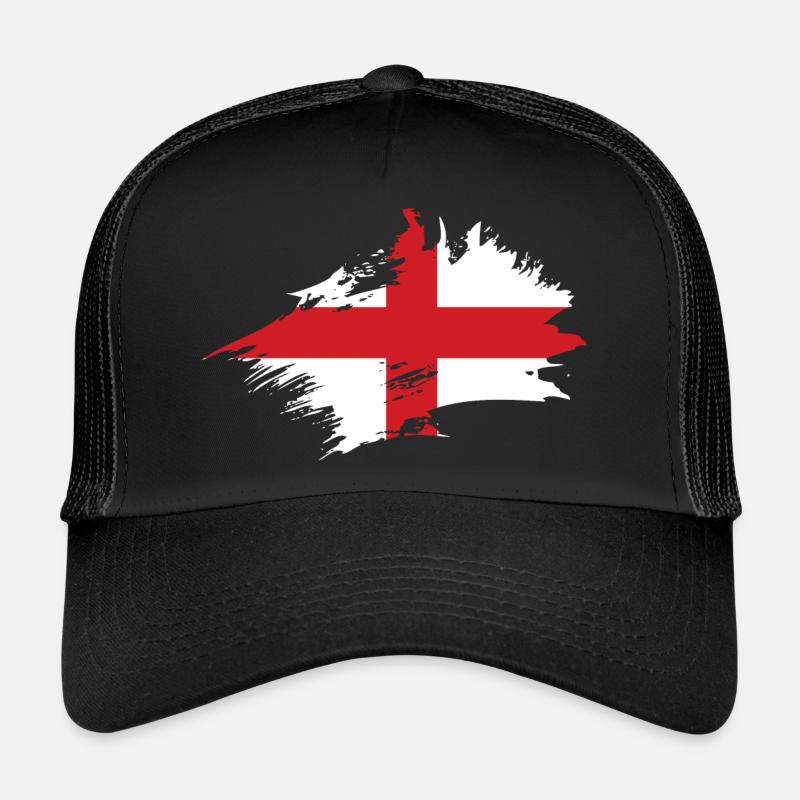 Drapeau Angleterre Drapeau anglais Anglais Anglais - Casquette trucker  - noir/noir