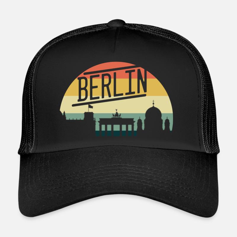 Vintage 80s Retro Berlin Germany - Trucker Cap - Schwarz/Schwarz