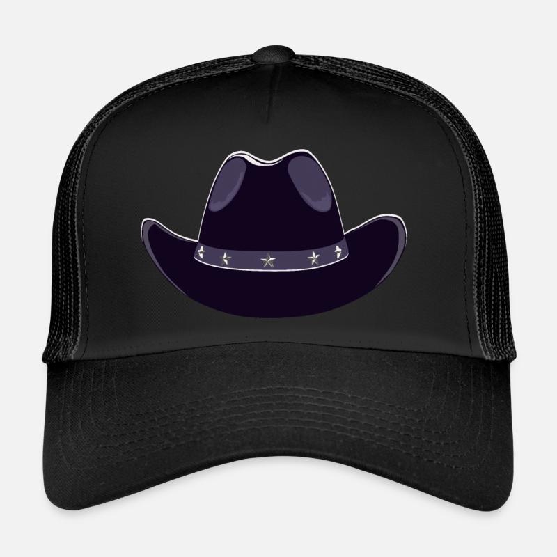 cowboyhut - Trucker Cap - Schwarz/Schwarz