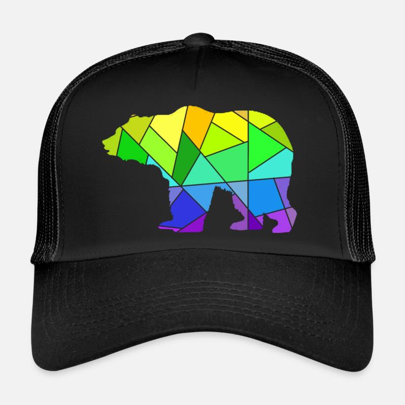 Bear Colorful Geometric Figures - Trucker Cap - black/black