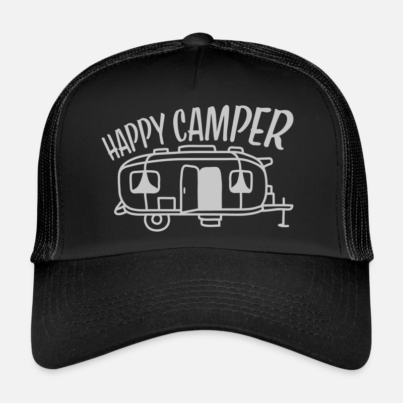 Wohnmobil Happy Camper Design - Trucker Cap - Schwarz/Schwarz