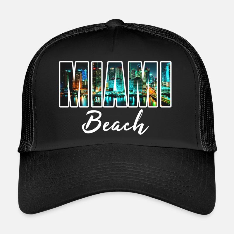 plage de miami - Casquette trucker  - noir/noir