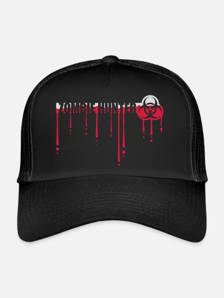 zombie hunter Halloween quote - Trucker Cap - black/black - Front