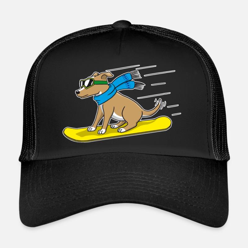 Snowboard Hund - Trucker Cap - Schwarz/Schwarz
