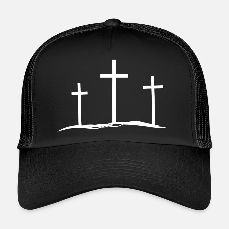 Golgotha Three Crosses Christian Symbol Trucker Cap