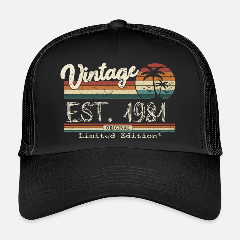 1981 Born Vintage Geburtstagsgeschenk - Trucker Cap - Schwarz/Schwarz