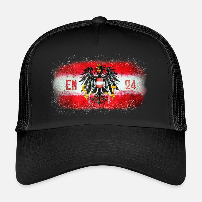 EM 2024 Österreich - Trucker Cap - Schwarz/Schwarz