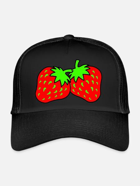 Fraises - Casquette trucker  - noir/noir - Devant