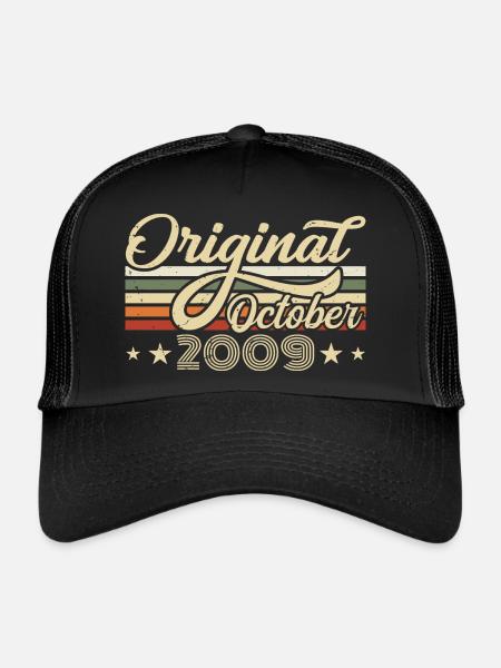 October 2009 Birthday in October - October 2009 - Trucker Cap - black/black - Front