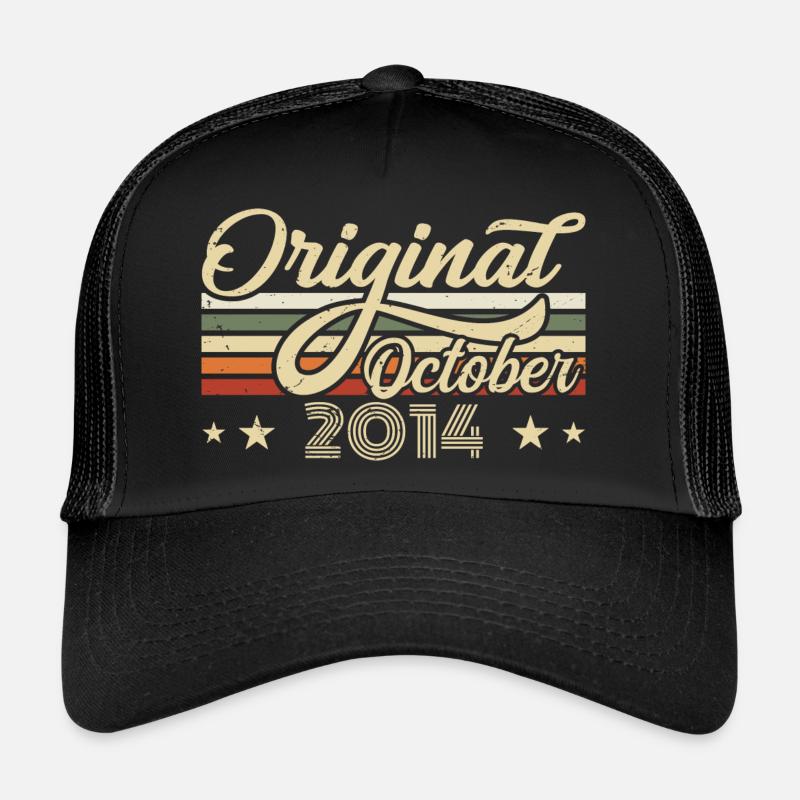 October 2014 Geburtstag im Oktober - Oktober 2014 - Trucker Cap - Schwarz/Schwarz