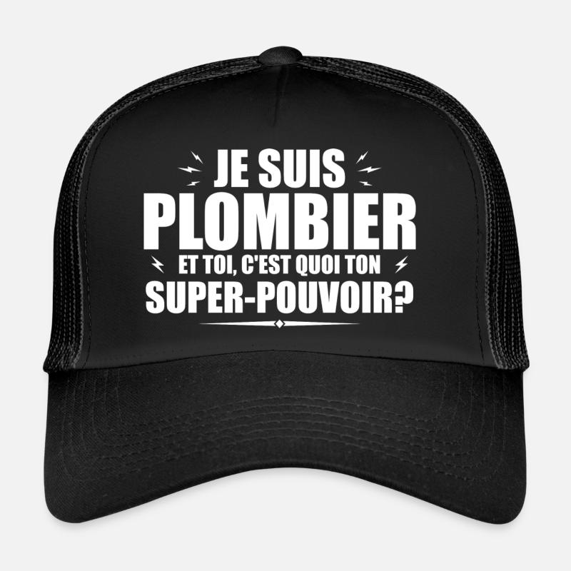 Ich bin Klempner. Was ist deine Superkraft? - Trucker Cap - Schwarz/Schwarz