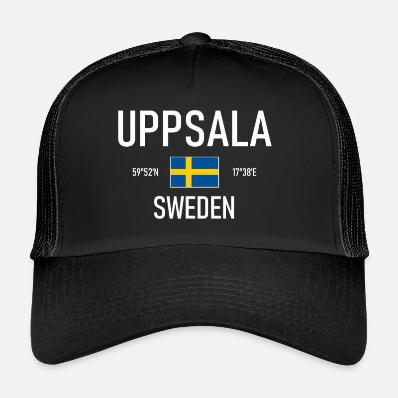 Uppsala - Suède - Sverige - Coordonnées du drapeau Casquette trucker 