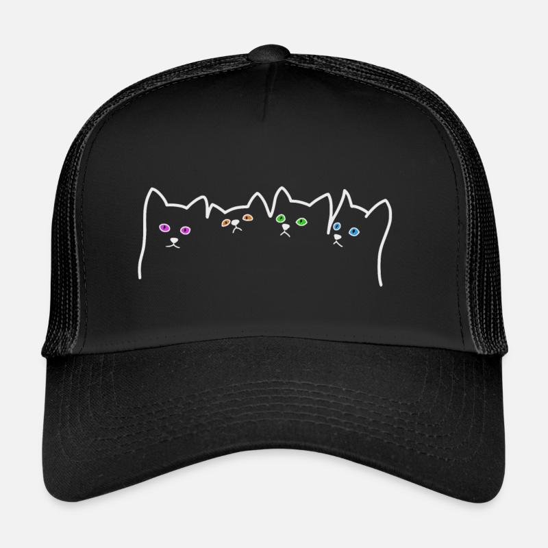 cats Katzen Mietzen - Trucker Cap - Schwarz/Schwarz