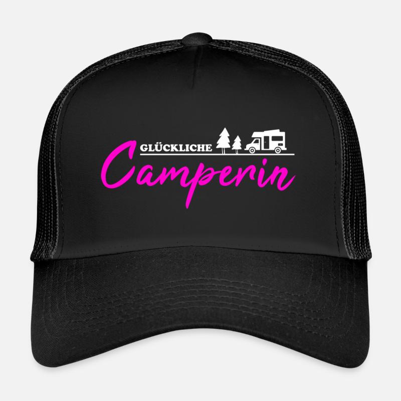 Camping Really Happy Camper Idée cadeau - Casquette trucker  - noir/noir
