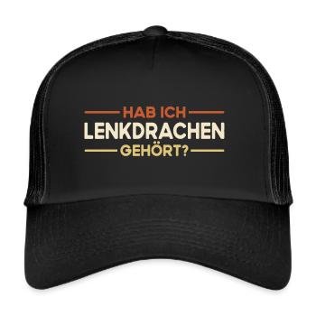 Drachen Steigen Lassen - Lenkdrachen Spruch - Trucker Cap - Schwarz/Schwarz - Vorne