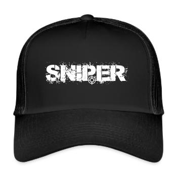 Sniper White - Trucker Cap - black/black - Front