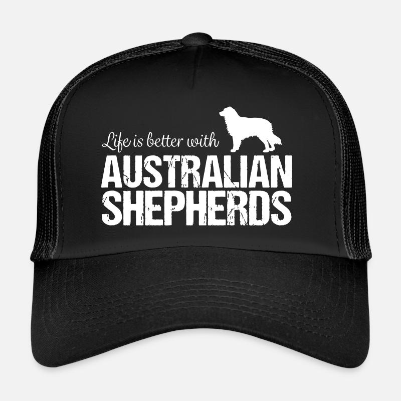 Aussie Life is better with Australian Shepherds - Trucker Cap - Schwarz/Schwarz