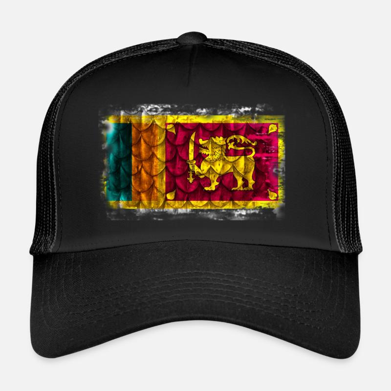 Sri Lankan flag with feathers - Trucker Cap - black/black