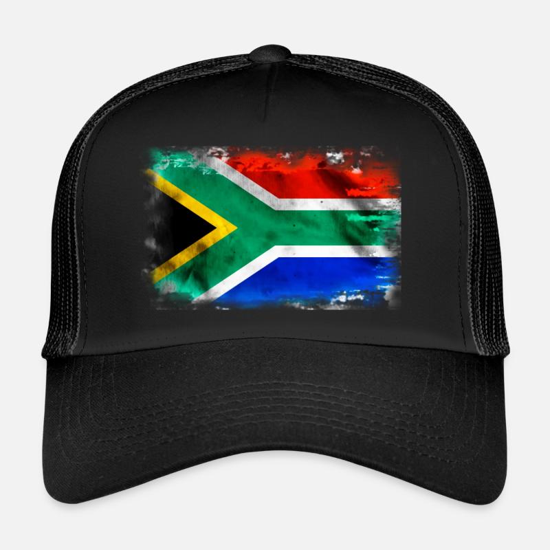 Drapeau de l’Afrique du Sud - Casquette trucker  - noir/noir