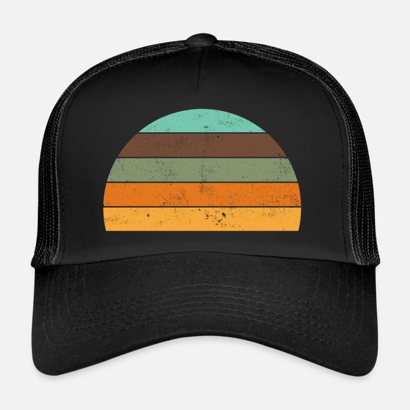 Cercle de rayures soleil vintage rétro coucher de soleil Casquette trucker 