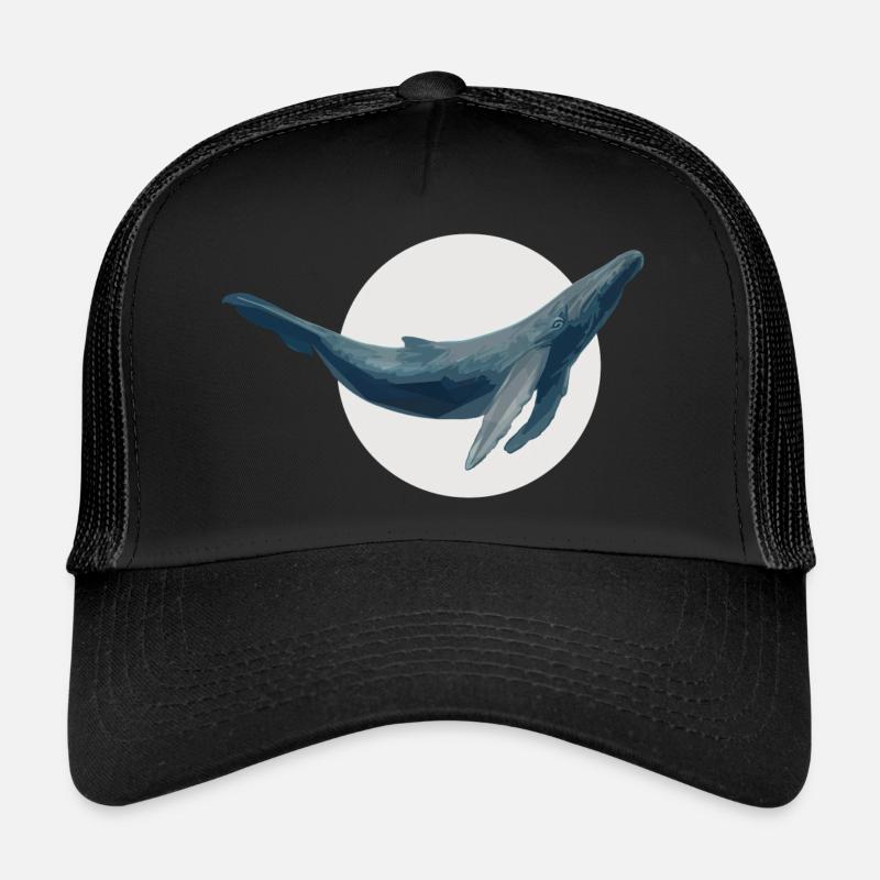 Blauer Wal - Trucker Cap - Schwarz/Schwarz