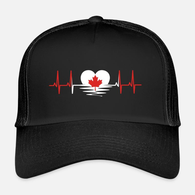 Drapeau du Canada pulsation cardiaque pulsation sinusoïdale ECG coeur Casquette trucker 