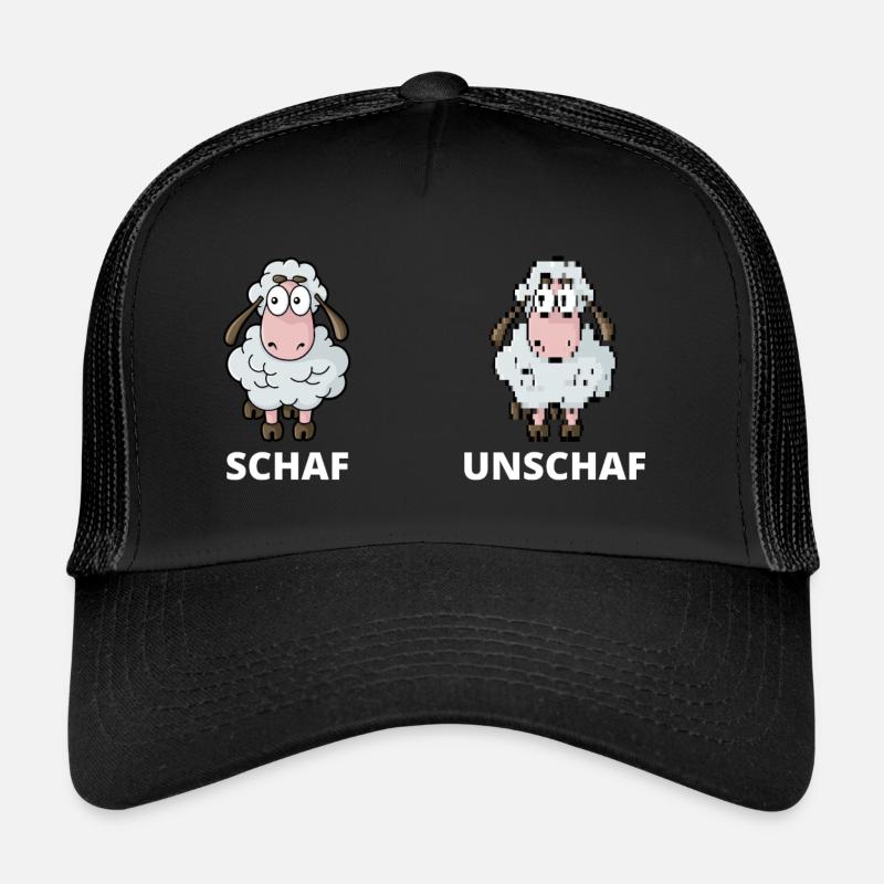 Schäfchen Schaf Unschaf Schafbock Schaffell - Trucker Cap - Schwarz/Schwarz