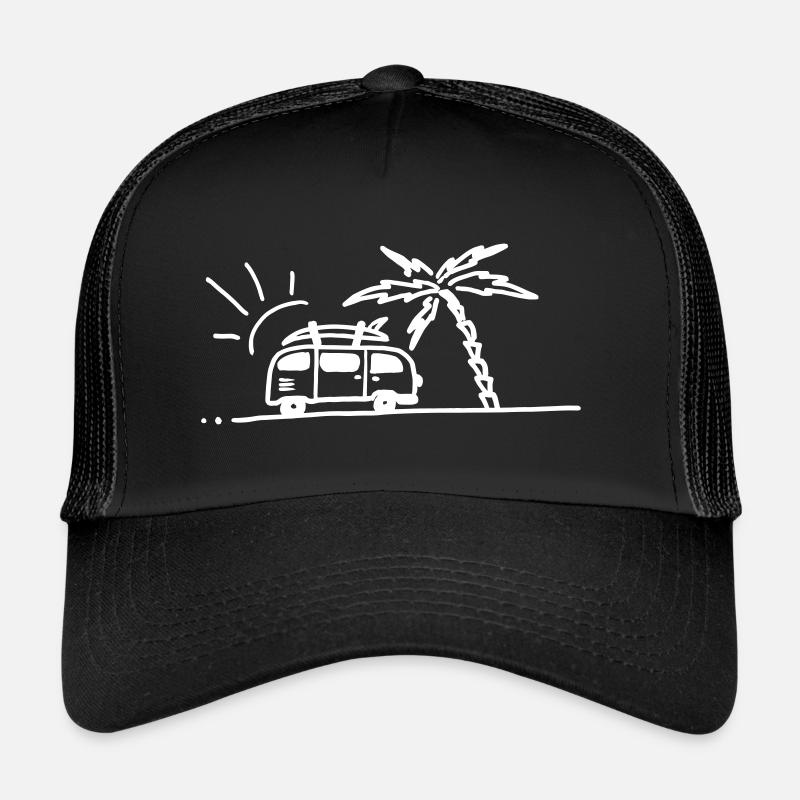 Van chills under palm tree Trucker Cap