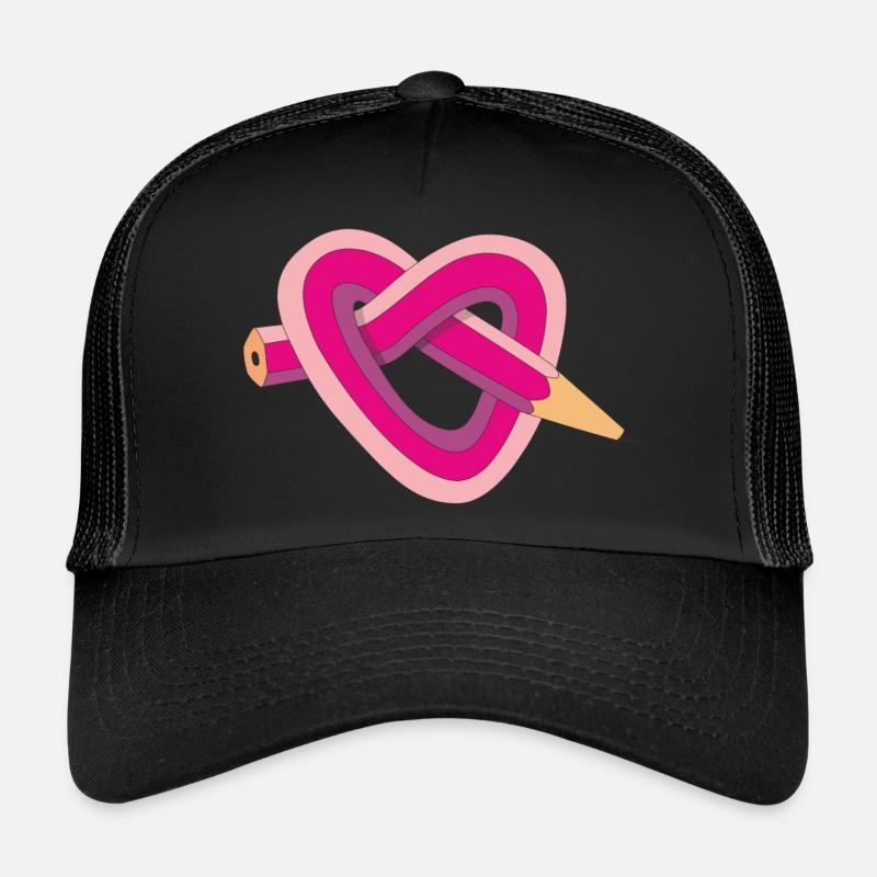 crayon coeur - Casquette trucker  - noir/noir