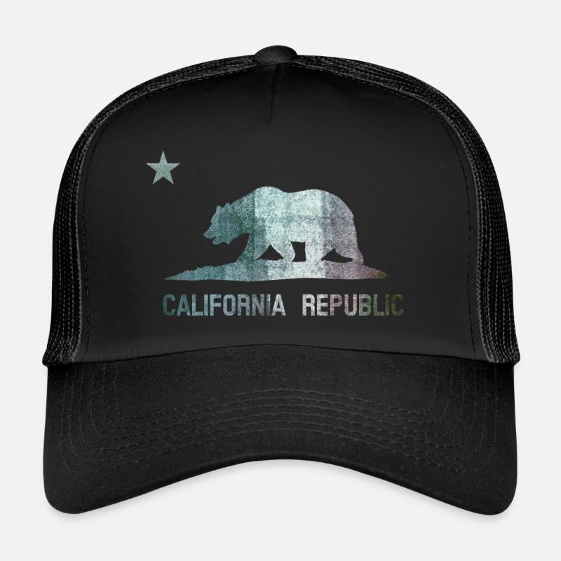 California Republic Teal - Trucker Cap - Schwarz/Schwarz