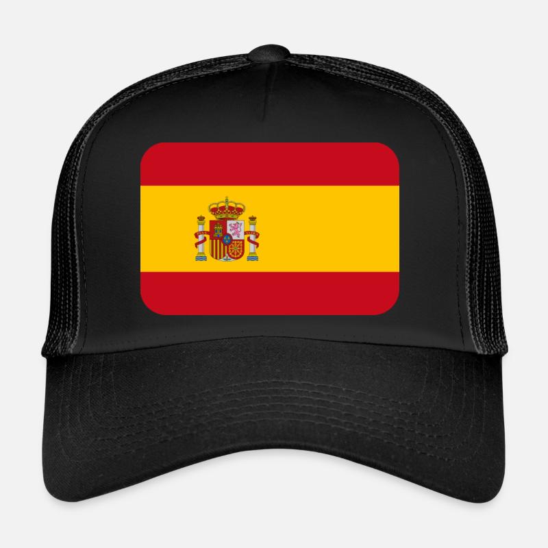 SPAIN FLAG round corner 400 dpi Trucker Cap