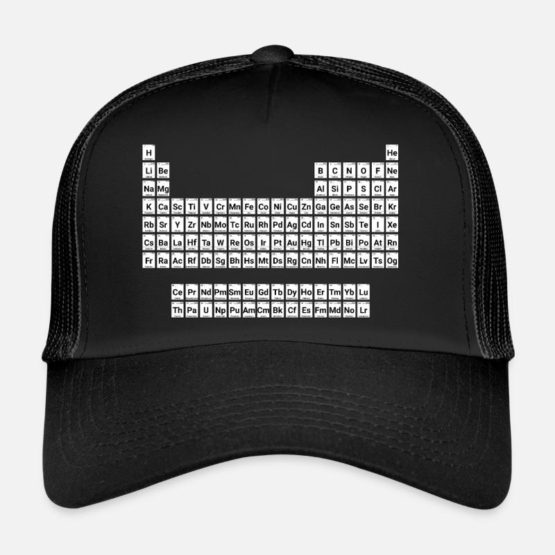 NOUVEAU Tableau périodique des éléments - Casquette trucker  - noir/noir